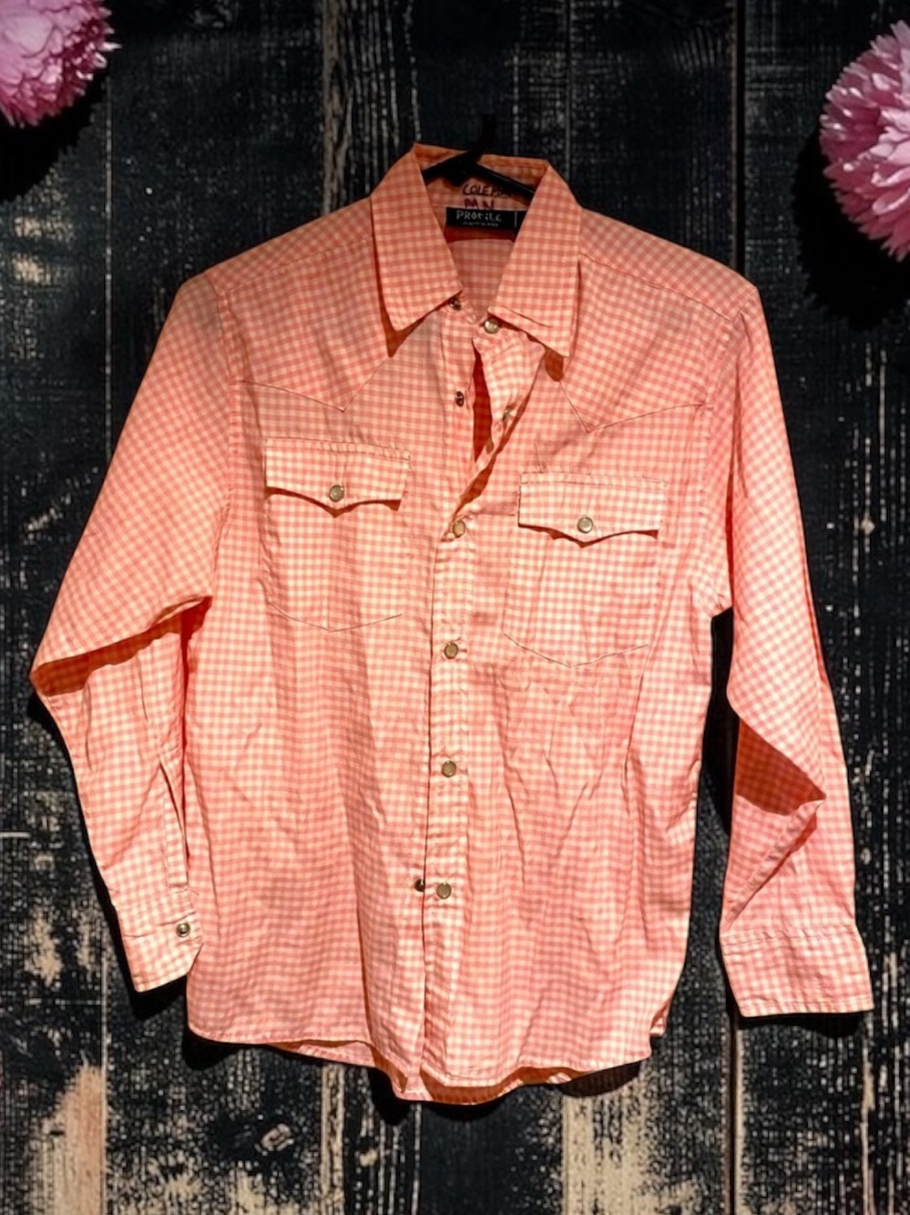 PROFILE vintage 70s 80 retro western rodeo snap
gingham top
